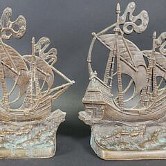 4182-955 Bronze Galleon Bookends A