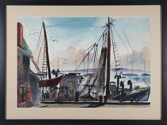 1-4150 C. Robert Perrin Watercolor on Paper Awaiting Tide A 7433 JPG