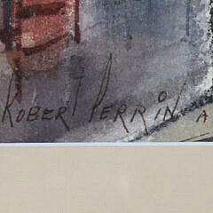 Charles Robert Perrin Watercolor on Paper, “Awaiting Tide”