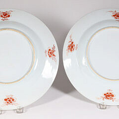 Pair of Chinese Export Armorial Soup Plates “Arms of Robertston & Hamilton”, 18th Century