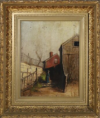 Wendell Macy Oil On Canvas "Lady With Nantucket Basket"