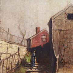 Wendell Macy Oil On Canvas “Lady Strolling with Nantucket Basket”