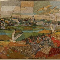 C. Robert Perrin (1915-1999) Large Textile View "Town Of Nantucket From Monomoy", circa 1960-1970