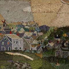 C. Robert Perrin Large Textile View “Town Of Nantucket From Monomoy”, circa 1960-1970