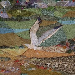 C. Robert Perrin Large Textile View “Town Of Nantucket From Monomoy”, circa 1960-1970