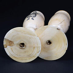 Pair of Scrimshaw Pedestal Cups, 19th Century