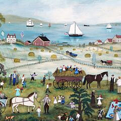 Jan L. Munro Oil on Board “Nantucket Hayride”, circa 2006
