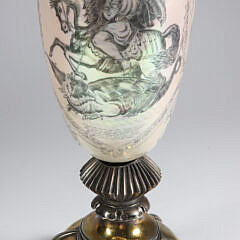 Finely Engraved Nautilus Shell on Sterling Silver Pedestal Base, circa 1850