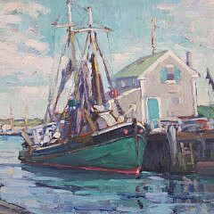 Anne Ramsdell Congdon Oil On Masonite “Trawler Snowflake Nantucket, 1937”
