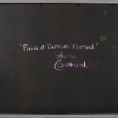 American Folk Art Oil on Canvas, “Picnic at Daffodil”, circa 2004