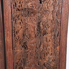 Pair of Antique Chinese Dragon Carved Teak Panels in Deep Relief, 19th Century