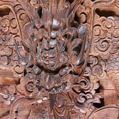Pair of Antique Chinese Dragon Carved Teak Panels in Deep Relief, 19th Century