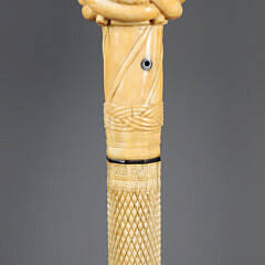 Massive Whaler Made Turk’s Knot Grip Walking Stick, early 19th Century
