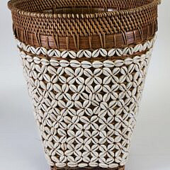 Bali Cowrie Shell Encrusted Waste Basket