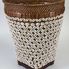 Bali Cowrie Shell Encrusted Waste Basket