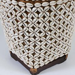 Bali Cowrie Shell Encrusted Waste Basket