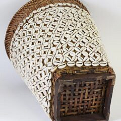 Bali Cowrie Shell Encrusted Waste Basket