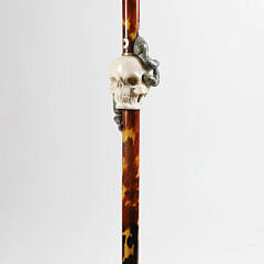 Continental Gold, Ivory And Soapstone Walking Stick, 19th Century
