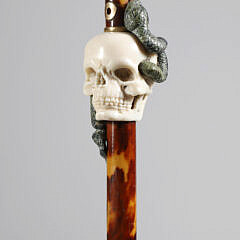 Continental Gold and Soapstone Walking Stick, 19th Century