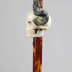 Continental Gold and Soapstone Walking Stick, 19th Century