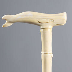 Whaler Made Whale Grip Cane, 19th Century