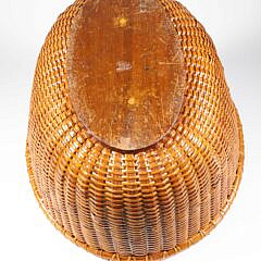 Large Antique Oval Swing Handle Nantucket Basket Attributed to Mitchy Ray (1870-1956)