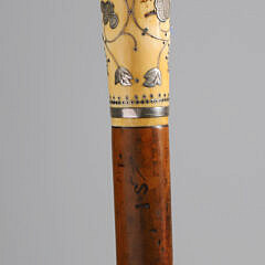 French Silver Inlaid Walking Stick, 18th Century