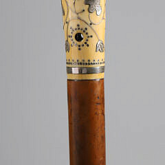 French Silver Inlaid Walking Stick, 18th Century