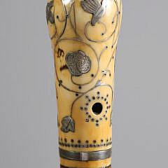 French Silver Inlaid Walking Stick, 18th Century