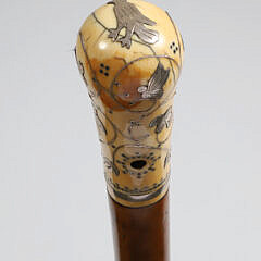 French Silver Inlaid Walking Stick, 18th Century