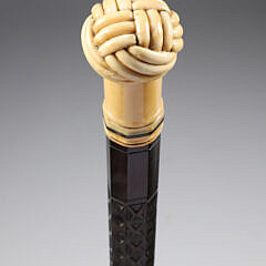 Whaler Made Turks Head Knob Grip Walking Stick, 19th Century