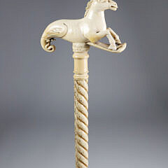Whaler Made Hippocampus Walking Stick, 19th Century