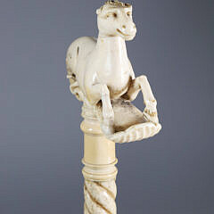 Whaler Made Hippocampus Walking Stick, 19th Century