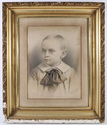 Wendel Macy Retouched Charcoal Portrait Of A Child