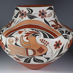 Joseph Cerno Five-Color Hand Painted Acoma Pot, circa 2005, New Mexico