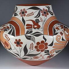 Joseph Cerno Five-Color Hand Painted Acoma Pot, circa 2005, New Mexico