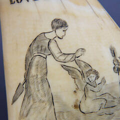 Signed and Dated 1839 Scrimshaw Sperm Whale Tooth “Love & Hope” “Constitution and Guerriere”