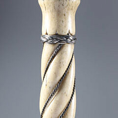 Whaler Made Silver Cap Grip Walking Stick, mid 19th Century