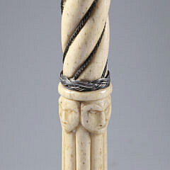 Whaler Made Silver Cap Grip Walking Stick, mid 19th Century