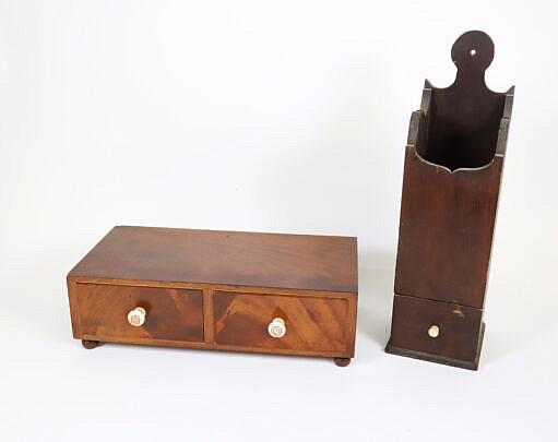 Nantucket Mahogany And Antique Whale Ivory Glove Box And Candle Box, 19th Century