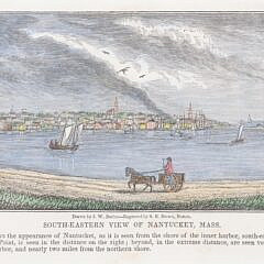 J.W. Barber Hand Colored Engraving “Southeastern View of Nantucket, Massachusetts”