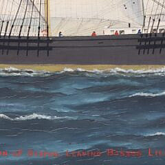 William Pierce Stubbs Oil on Canvas “Bark Haydn Brown of Boston Leaving Boston Light, August 1876”