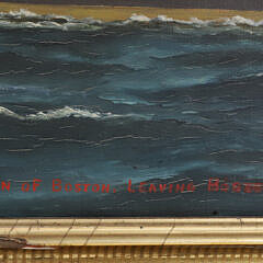 William Pierce Stubbs Oil on Canvas “Bark Haydn Brown of Boston Leaving Boston Light, August 1876”