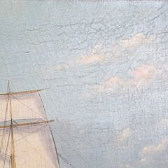 William Pierce Stubbs Oil on Canvas “Bark Haydn Brown of Boston Leaving Boston Light, August 1876”