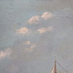 William Pierce Stubbs Oil on Canvas “Bark Haydn Brown of Boston Leaving Boston Light, August 1876”