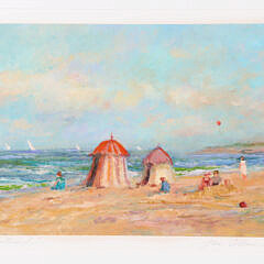 Jan Collins Selman Oil on Board “Racing the Sound Nantucket”