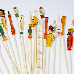 Wood Cased Set of Polychromed Jack Straws, 19th Century