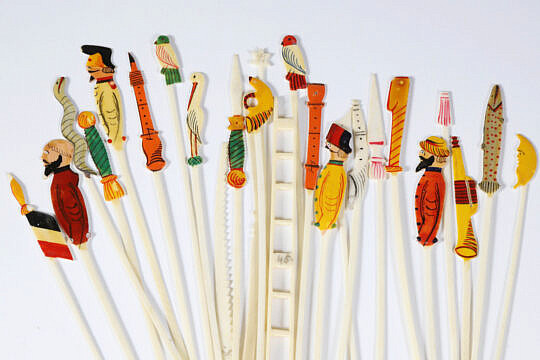 Wood Cased Set of Polychromed Jack Straws, 19th Century