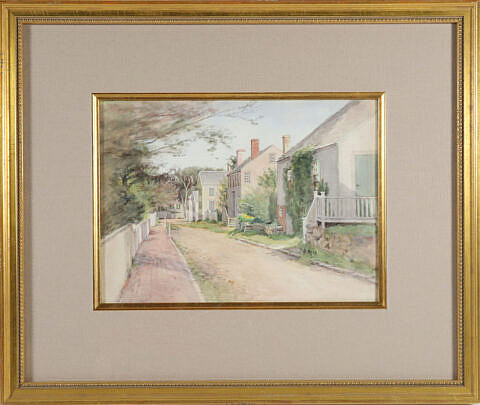 Jane Brewster Reid Watercolor On Paper "Ash Lane"