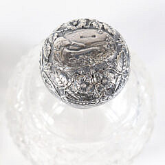 Pair of Cut Crystal Toiletry Bottles with Sterling Silver Tops